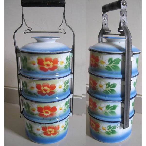 Vintage rantang susun kuno enamel antik
