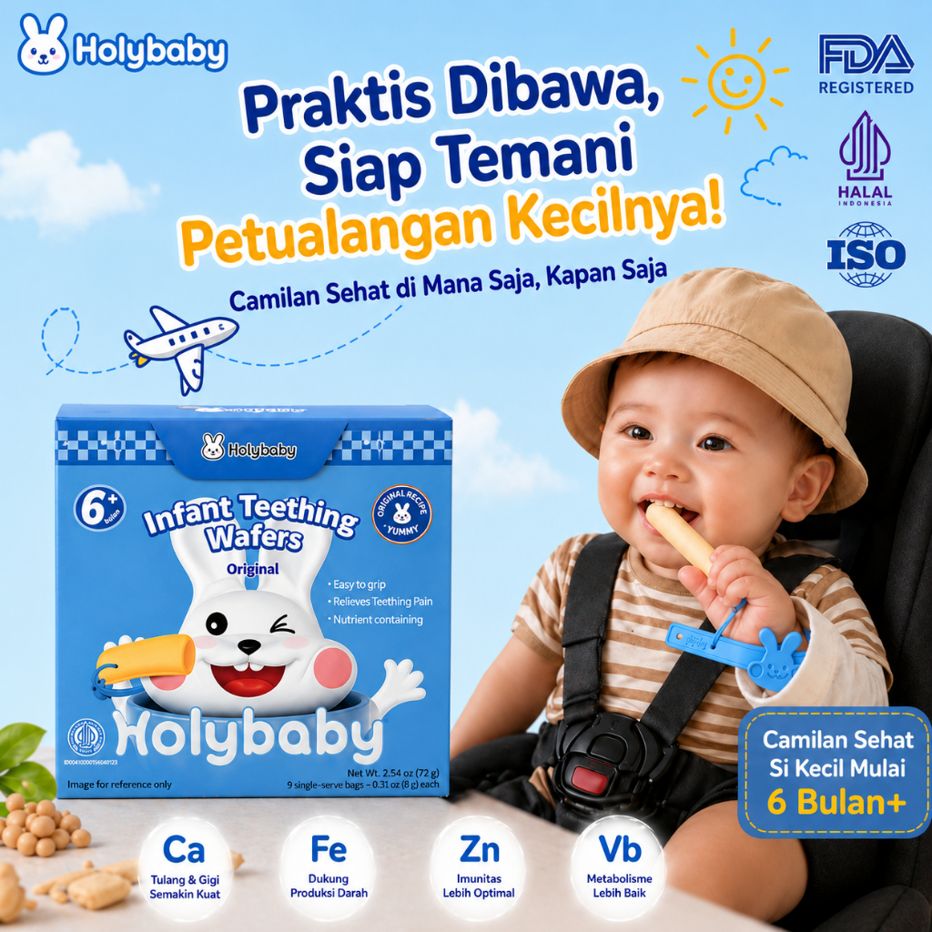 [New] Holybaby Teether Biskuit Stick Bayi Edible HALAL Snack Tumbuh Gigi 6+ Bulan Aman Dimakan Tanpa