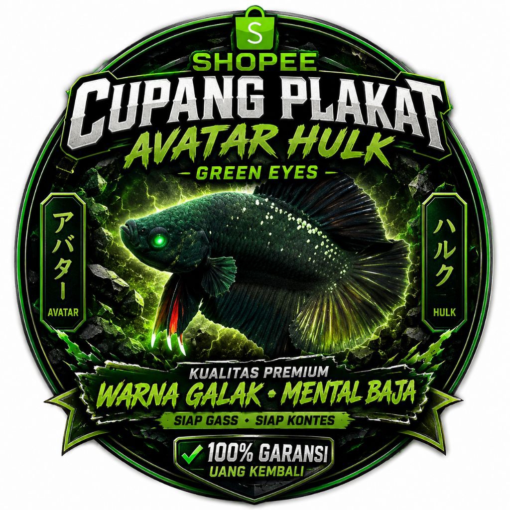 Hiasan Aquarium Cupang Plakat Avatar Hulk green eyes Male dewasa