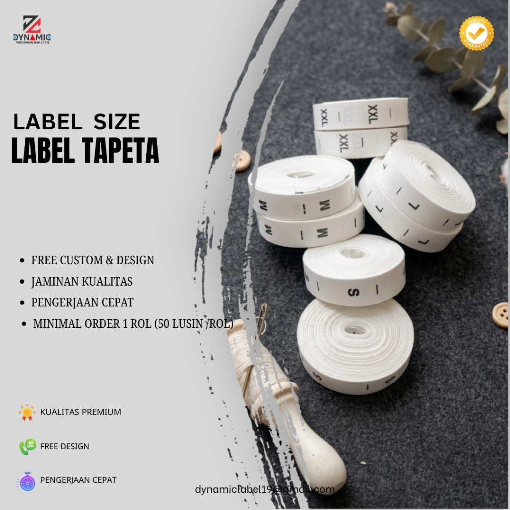 TAFETA LABEL SIZE  ,S,M,L,XL,XXL
