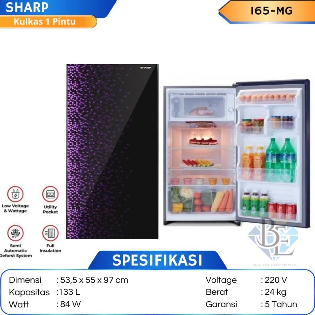 SHARP Kulkas 1 Pintu 133L SJ-165 MG