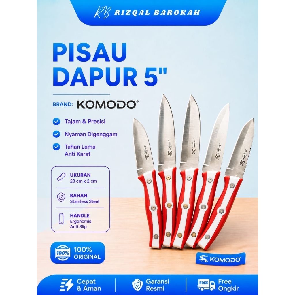 Pisau Dapur Pisau Sayur Pisau Buah Komodo 5 Inch