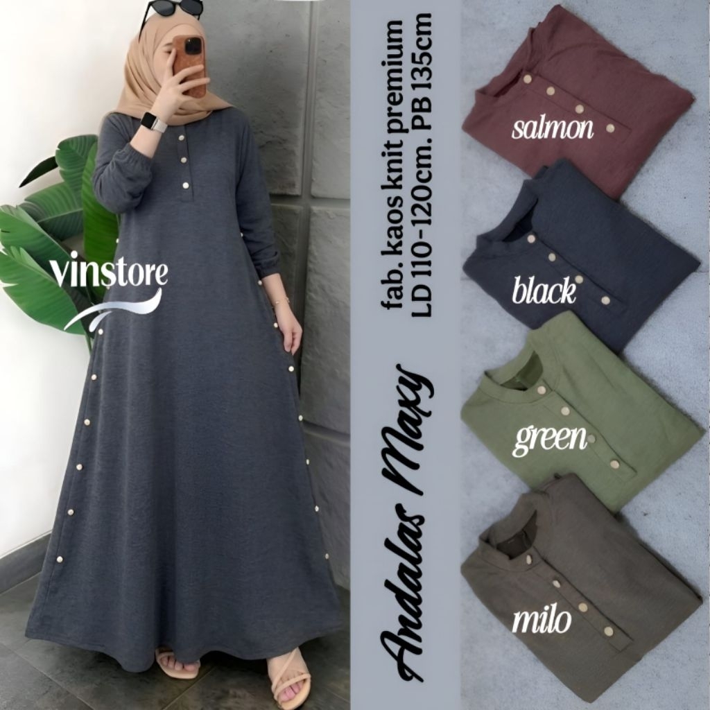 NARA/ ANDALAS/ HADJU MAXY BY VINSTORE ORIGINAL BEST SELLER BAJU DRESS GAMIS WANITA MODEL TERBARU