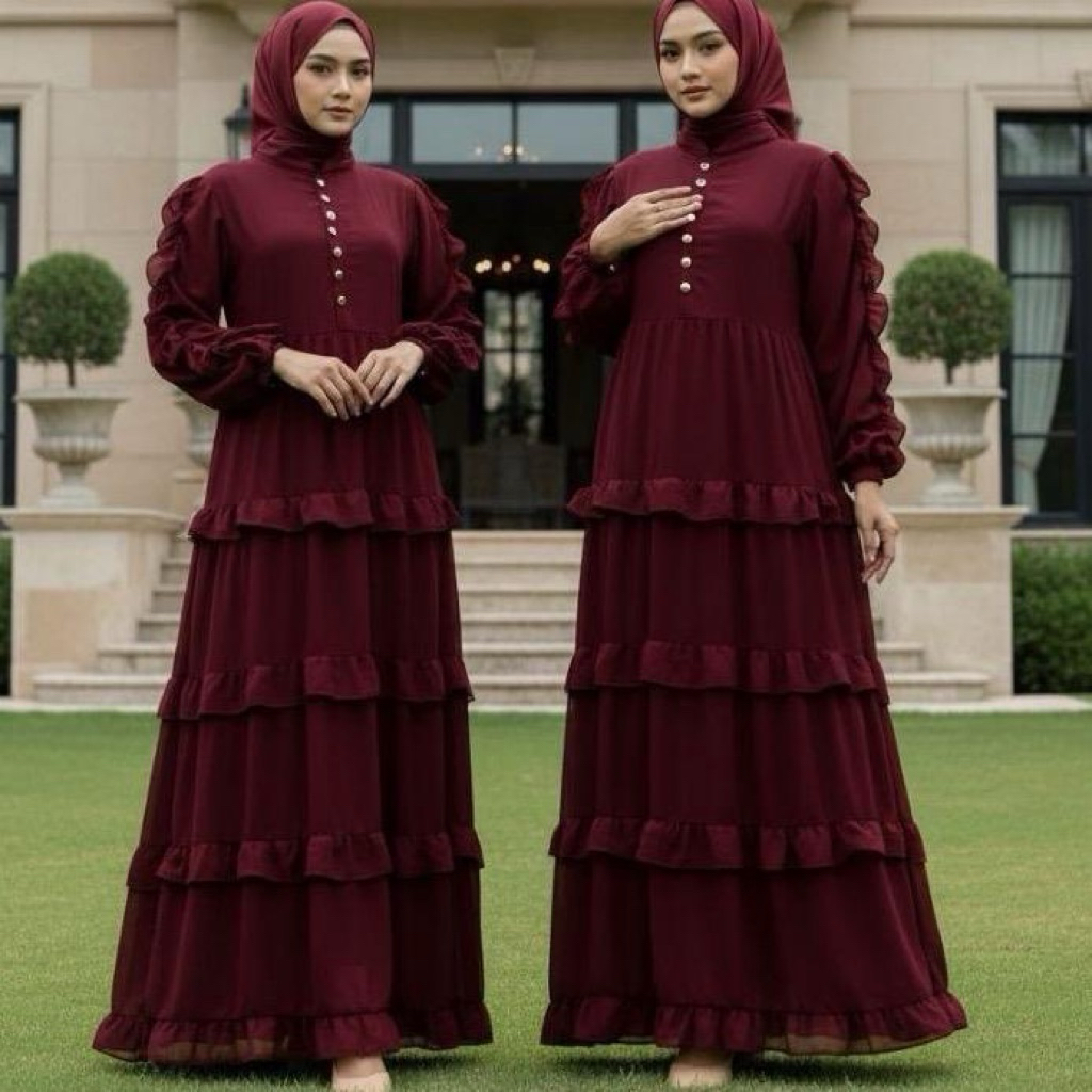 RGN  Dress Baju Gamis Cerruti Babydoll Model Umpak Poni Dewasa