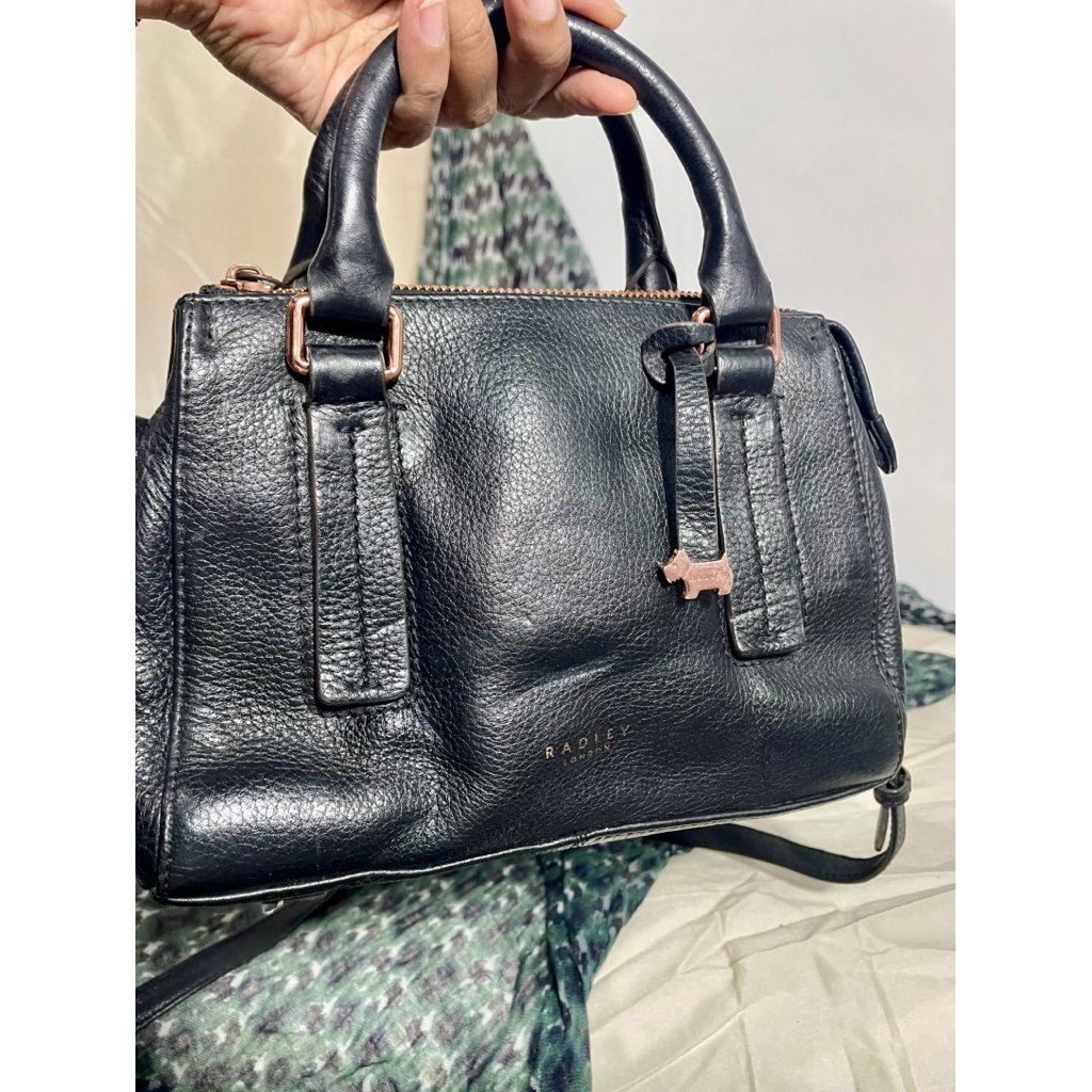 Radley London Speedy Handle Shoulder Sling Bag Kulit Asli Kulas Warna Hitam