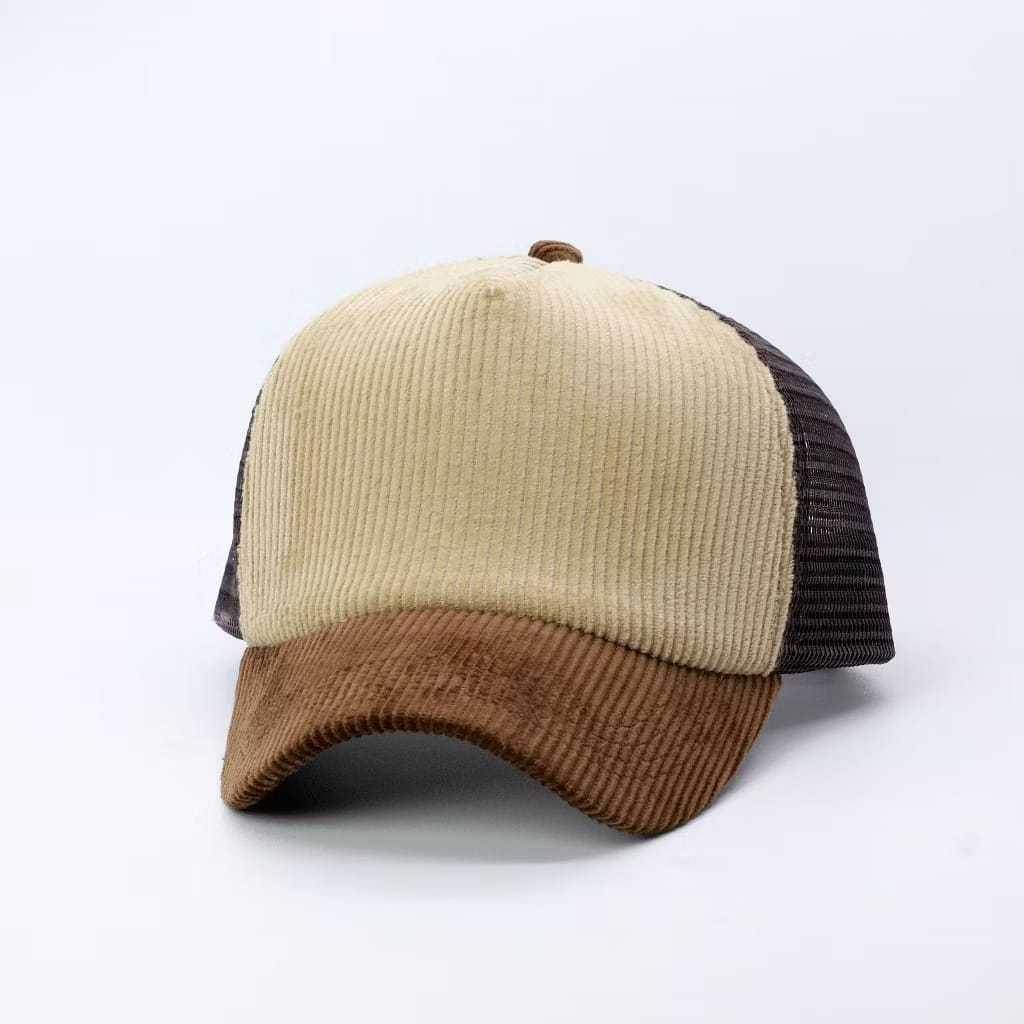 Topi Trucker Corduroy Lidah Pendek Topi Pria Wanita Premium HJ