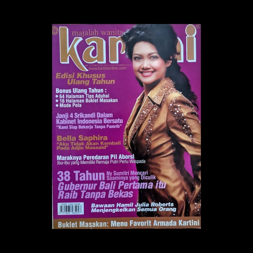 Majalah Kartini, No. 215/2004 - Cover: Bella Saphira // Any Yudhoyono - Kiki Fatmala - Julia Roberts