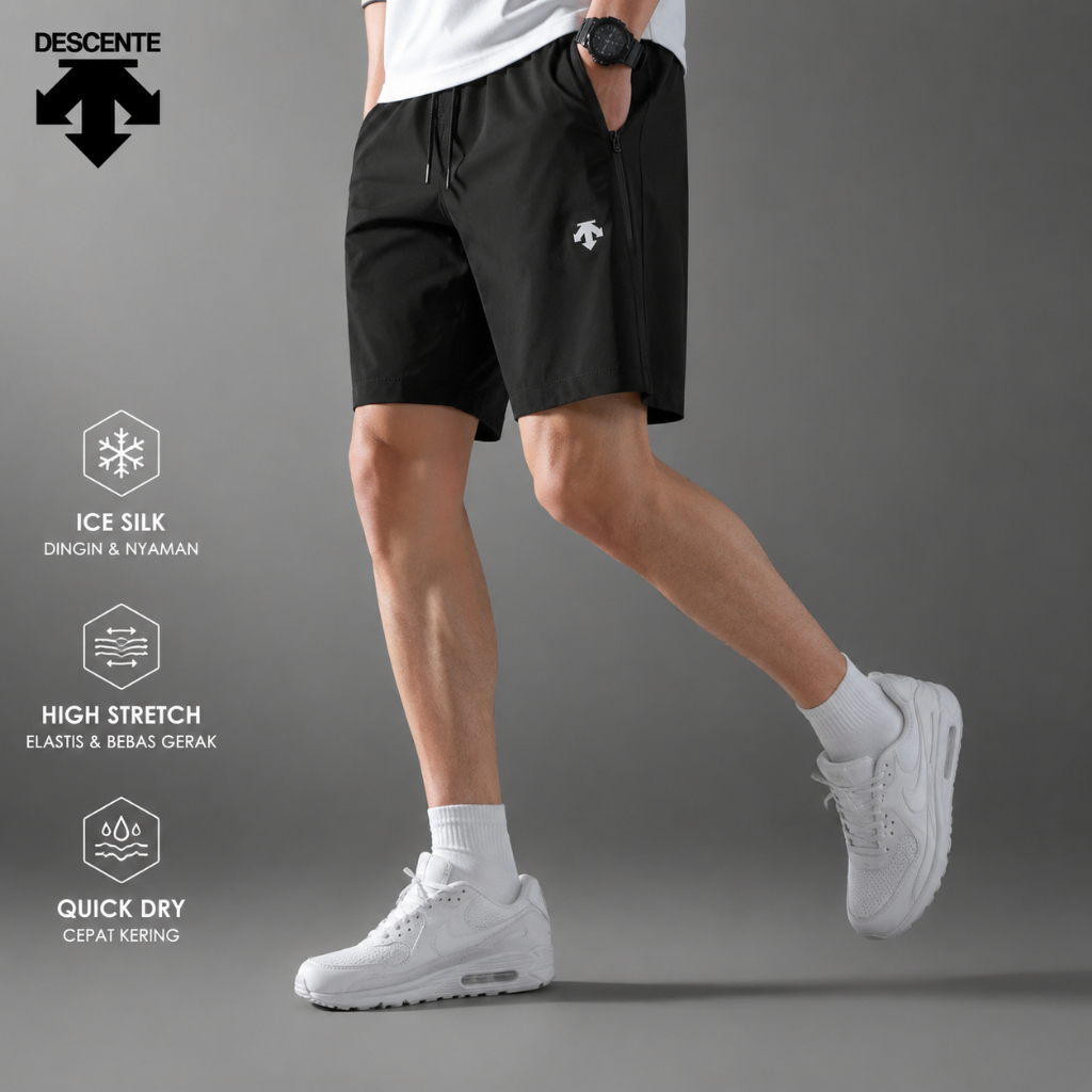 Descente Seri RUNNING Celana Pendek Olahraga Pria Celana Pendek Cepat Kering Sutra Es Anti Sinar Mat