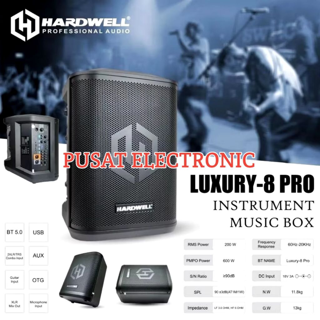 Speaker Portable Hardwell Luxury 8pro Original Speaker 8inch Hardwell Luxury 8pro