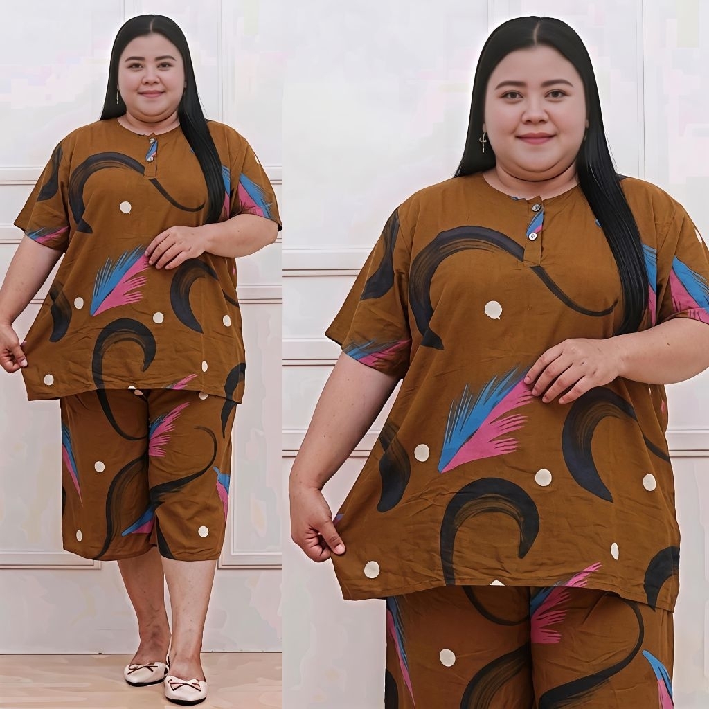 Setelan Kulot LD 140 cm Jumbo Gogo Alodya One Set Wanita Busui Friendly