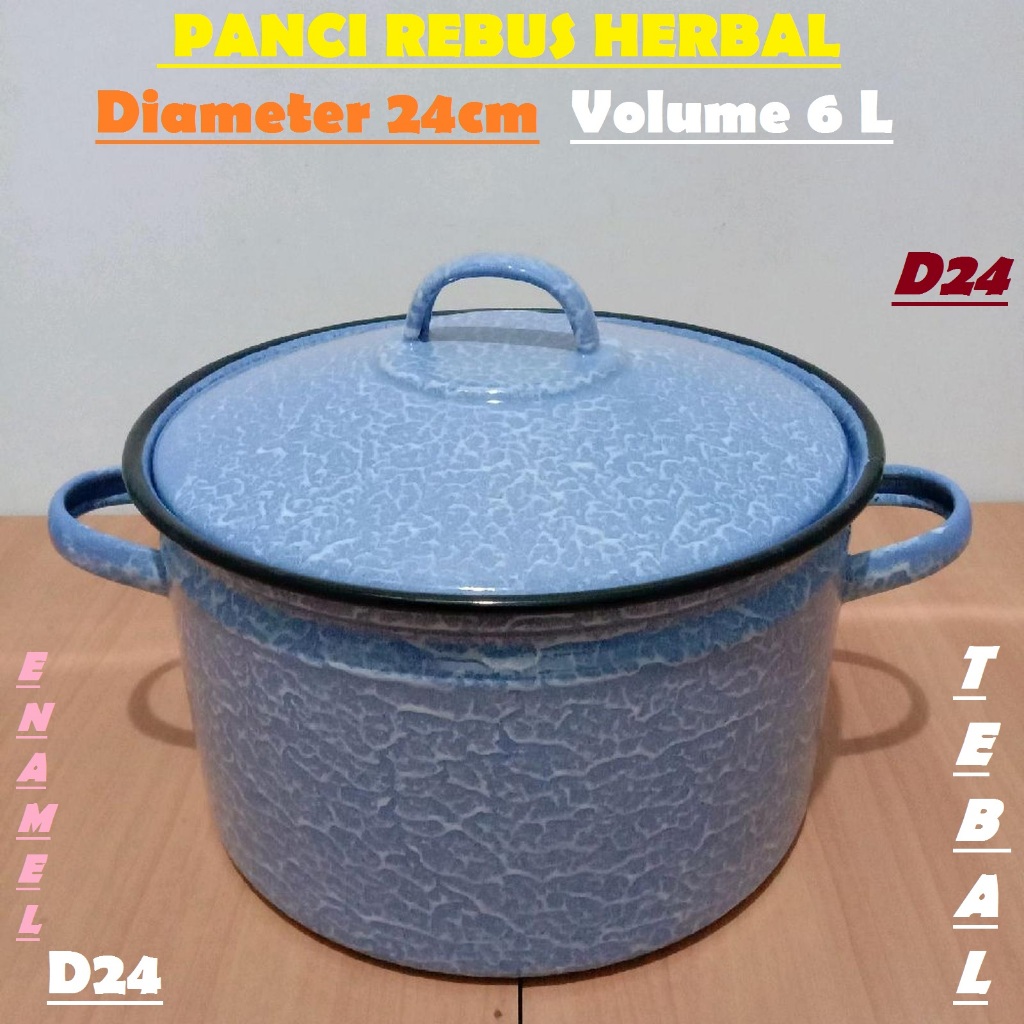 Panci set enamel /Kedaung, MEREBUS HERBAL,Memasak makanan diameter 16 cm, 18 cm, 20 cm, 22 cm, 24 cm