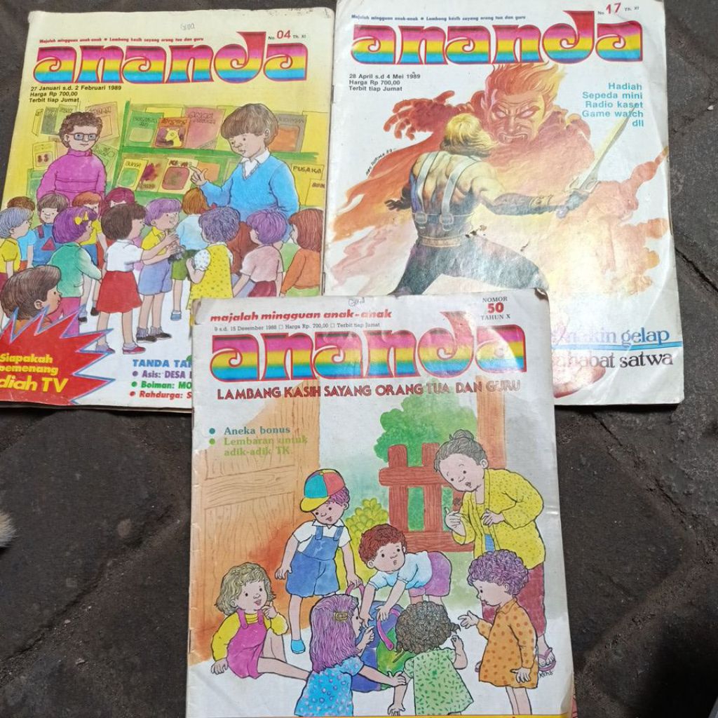 sepaket majalah ananda lawas anak jaman dulu 3 buku bekas original