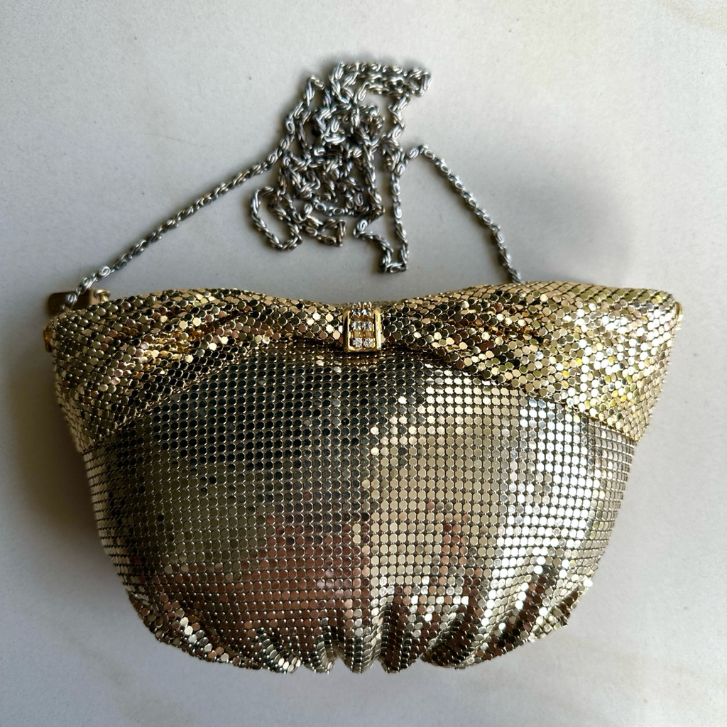VINTAGE Gold Mesh Evening Bag/Party Clutch