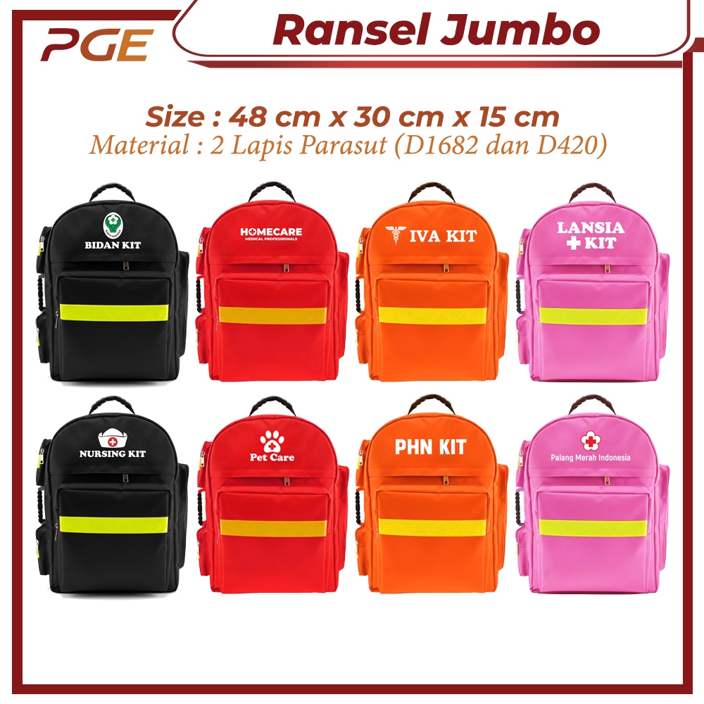 Ransel Jumbo Emergency Kit Ransel Medical Bag Tas Perlengkapan Medis P3K Bidan Kit UKS Kit HomeCare 