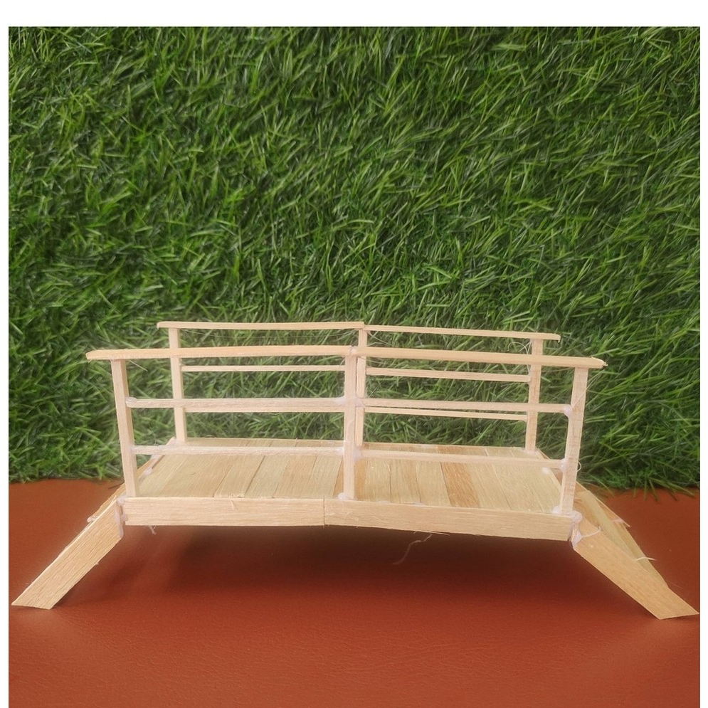 Miniatur Jembatan Kayu Estetik - Maket Jembatan Stik Es Krim Diorama Kerajinan Tangan, & Pajangan Me