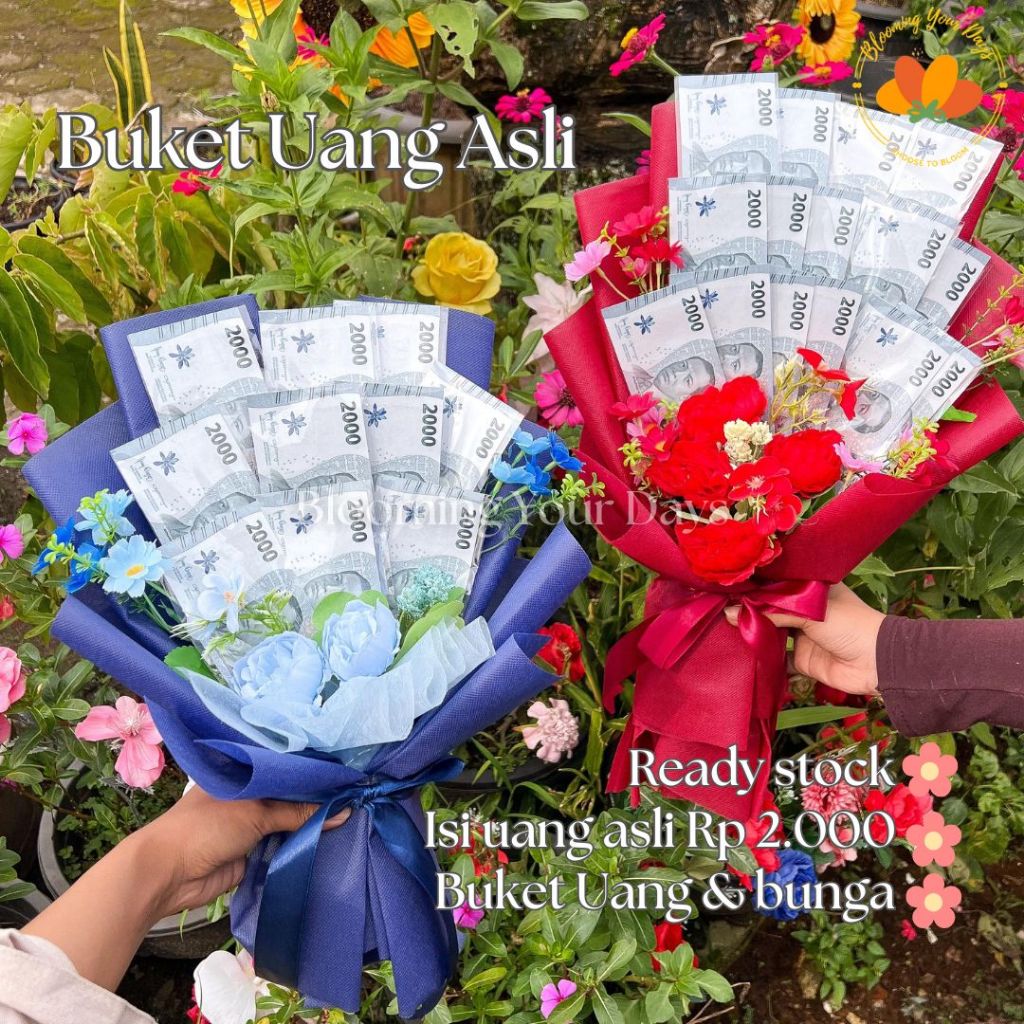 Buket Uang Asli / Buket Bunga Kertas Uang Asli / Money Bouquet Money Bouquet Simple Buket Uang Simpl