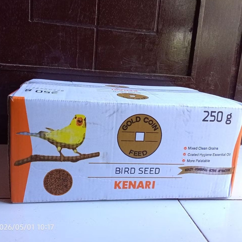 Grosir Gold Coin Goldcoin Kenari Perkutut Pakan Burung Kenari Perkutut 250 Gram 1 dus isi 40