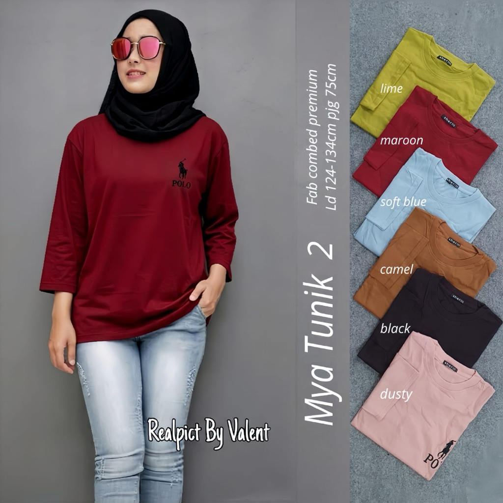 MYA TUNIK KIMBERLY JUMBO BY VALENT FARLY BLOUSE KAOS RAJUT OVERSIZE LD 108-125 BY W&W