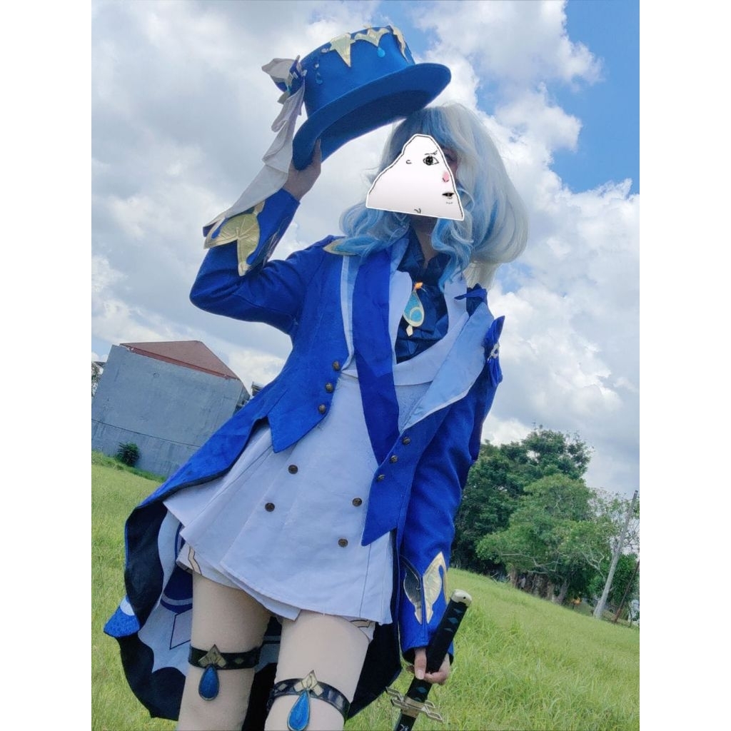 Furina Ousia White Fullset Genshin Impact Size S-M Inc costume wig Acc Minus Ada beberapa Acc hilang