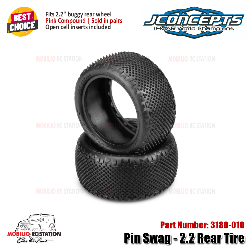JConcepts #3180-010 Pin Swag - 2.2 Rear Tire Pink Compound Fits 2.2" Buggy Rear Wheel