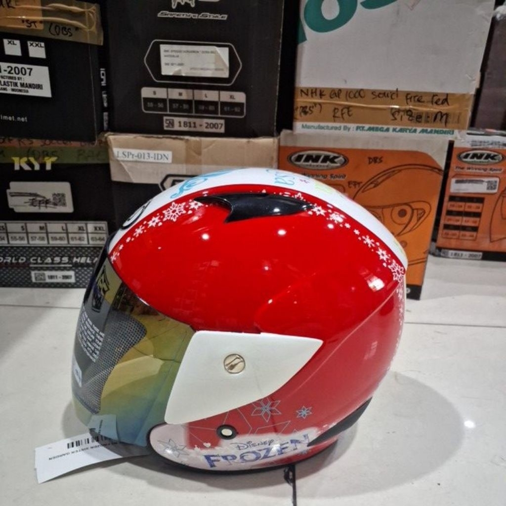 promo helm mds sport r3 frozen sister garden red/white m