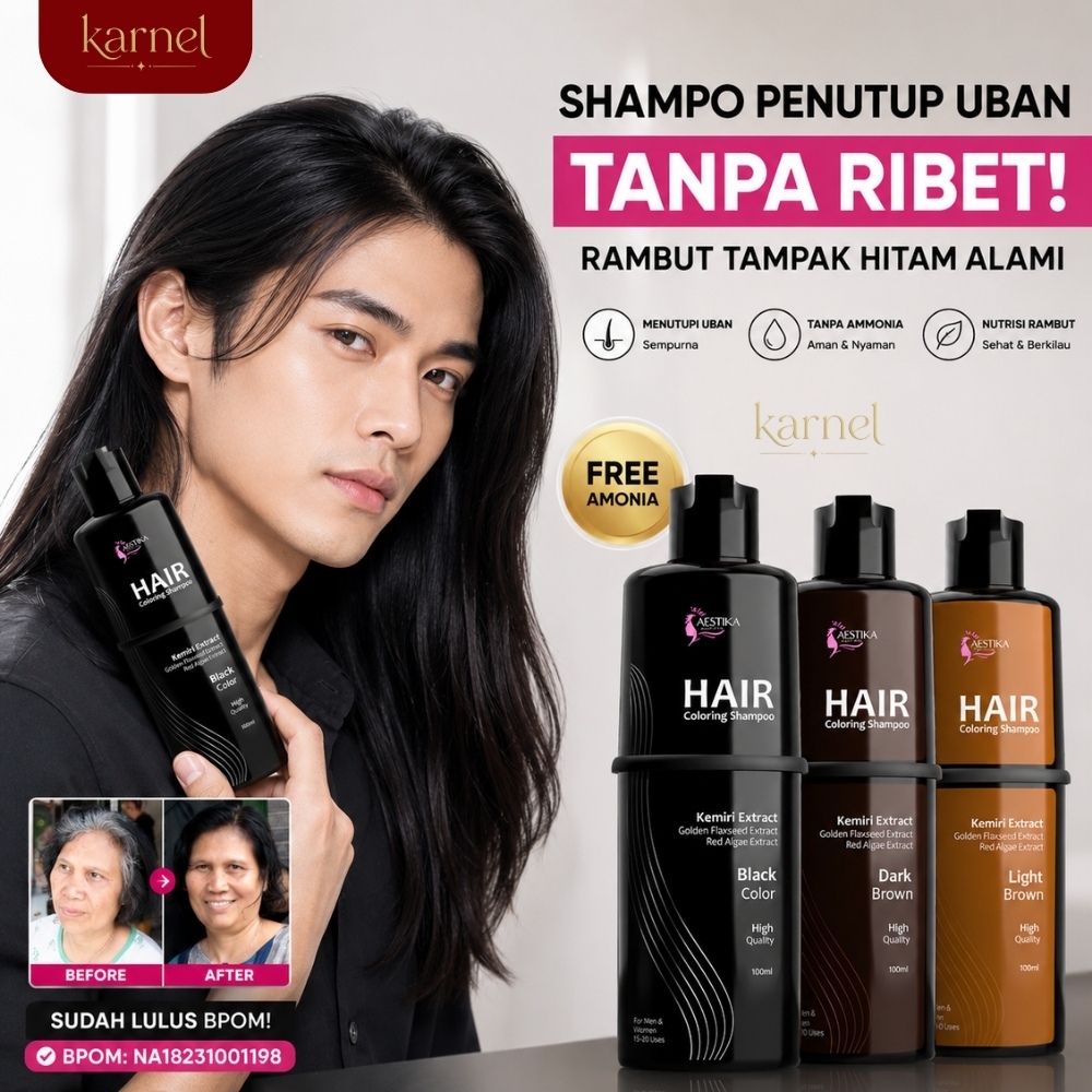 Shampo Mokeru 500 ml Hair Care Pewarna Rambut Permanen Shampo Penghitam Uban Shampo Pelurus Rambut