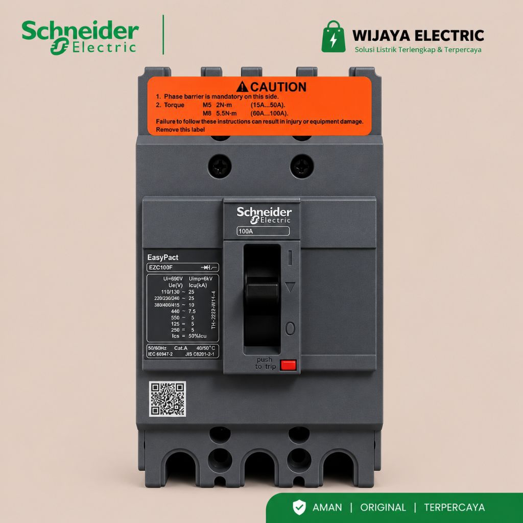 BREAKER MCCB 3P 100A EZC100F EZC100F3100 SCHNEIDER  mccb breaker ezc100f 3phase 100a original Schnei