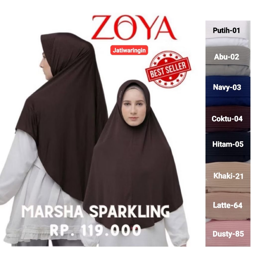 Jilbab Instan Umroh Haji Zoya Marsha Sparkling Jumbo Setara XL