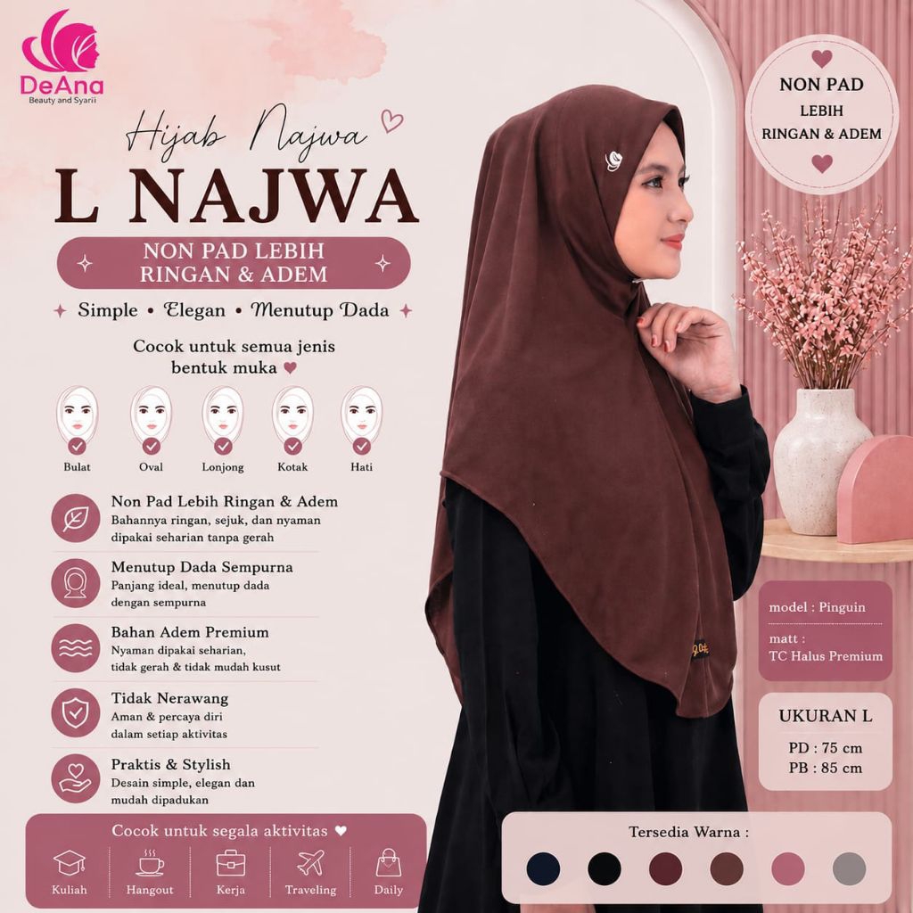 Hijab non pet logo bahan kaos size M L