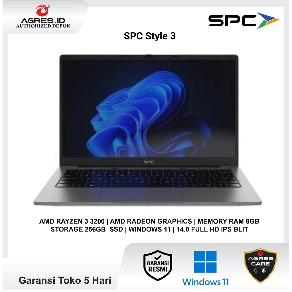 Laptop Murah SPC Style 3 Ryzen 3 3200 8GB 256GB Win 11 14.0 Full HD IPS