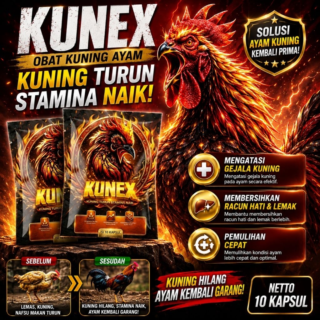 KUNEX - Kapsul Obat Penyakit Kuning Ayam - Atasi Ayam Lemas Pucat Nafsu Makan Turun Penambah Vitalit
