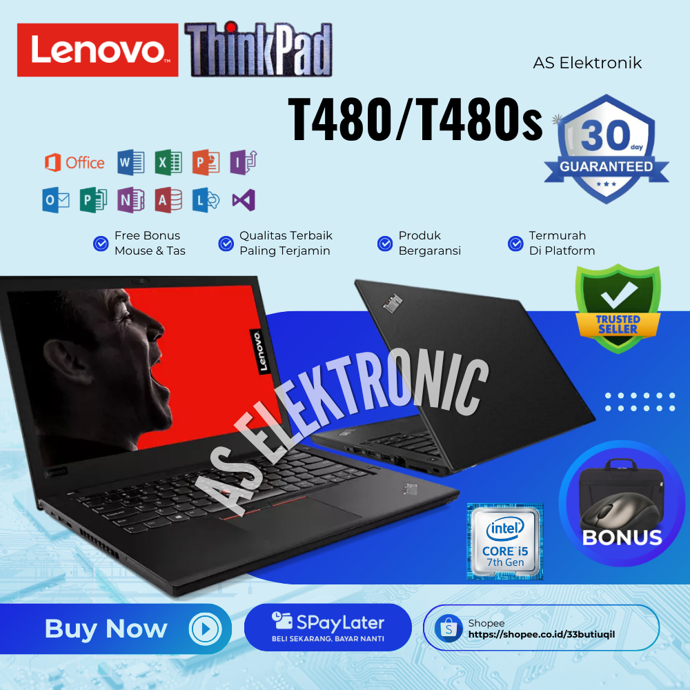 READY STOCKLAPTOP LENOVO THINKPAD T480 / T480S CORE I5 I7 GEN 7 8 GARANSI 1 TAHUN
