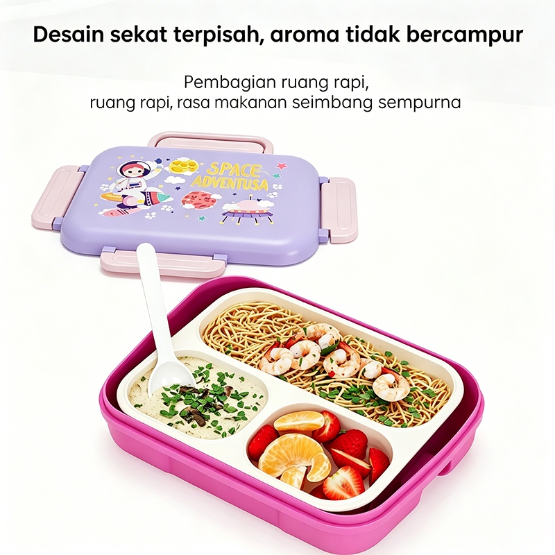 Anak-anak makan siang kotak kartun pola lucu kotak makan siang kotak
