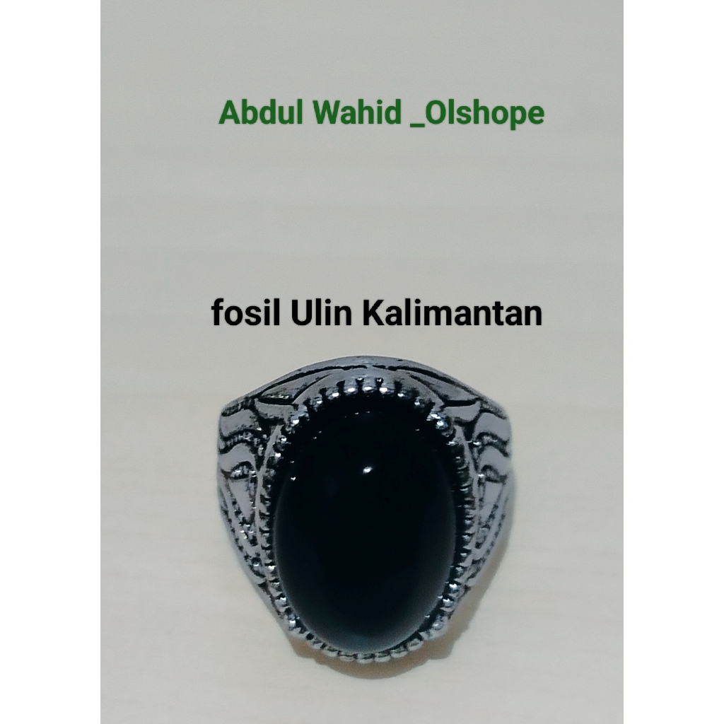 Aksesories cincin batu fosil ulin hitam asli kalimantan