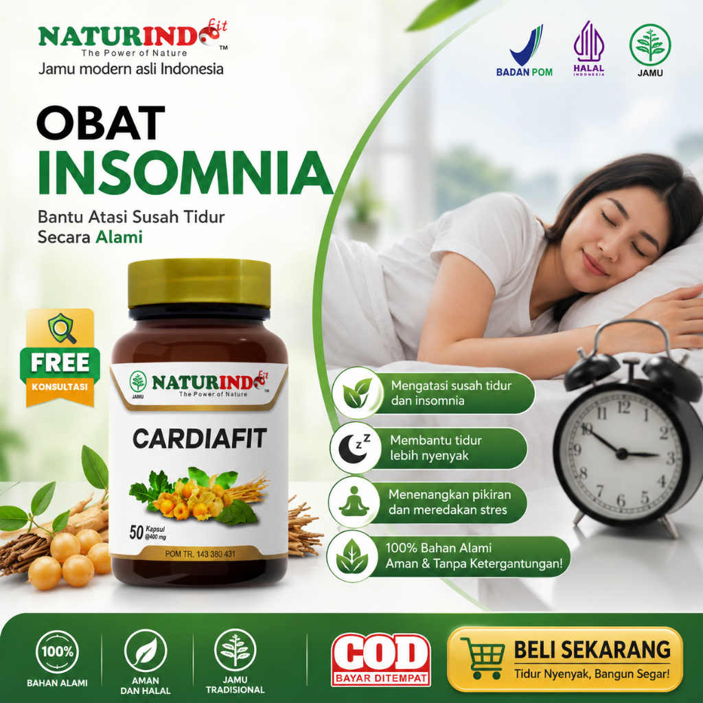 Obat Insomnia Susah Tidur Cemas Berlebih Anxiety CARDIAFIT Naturindo