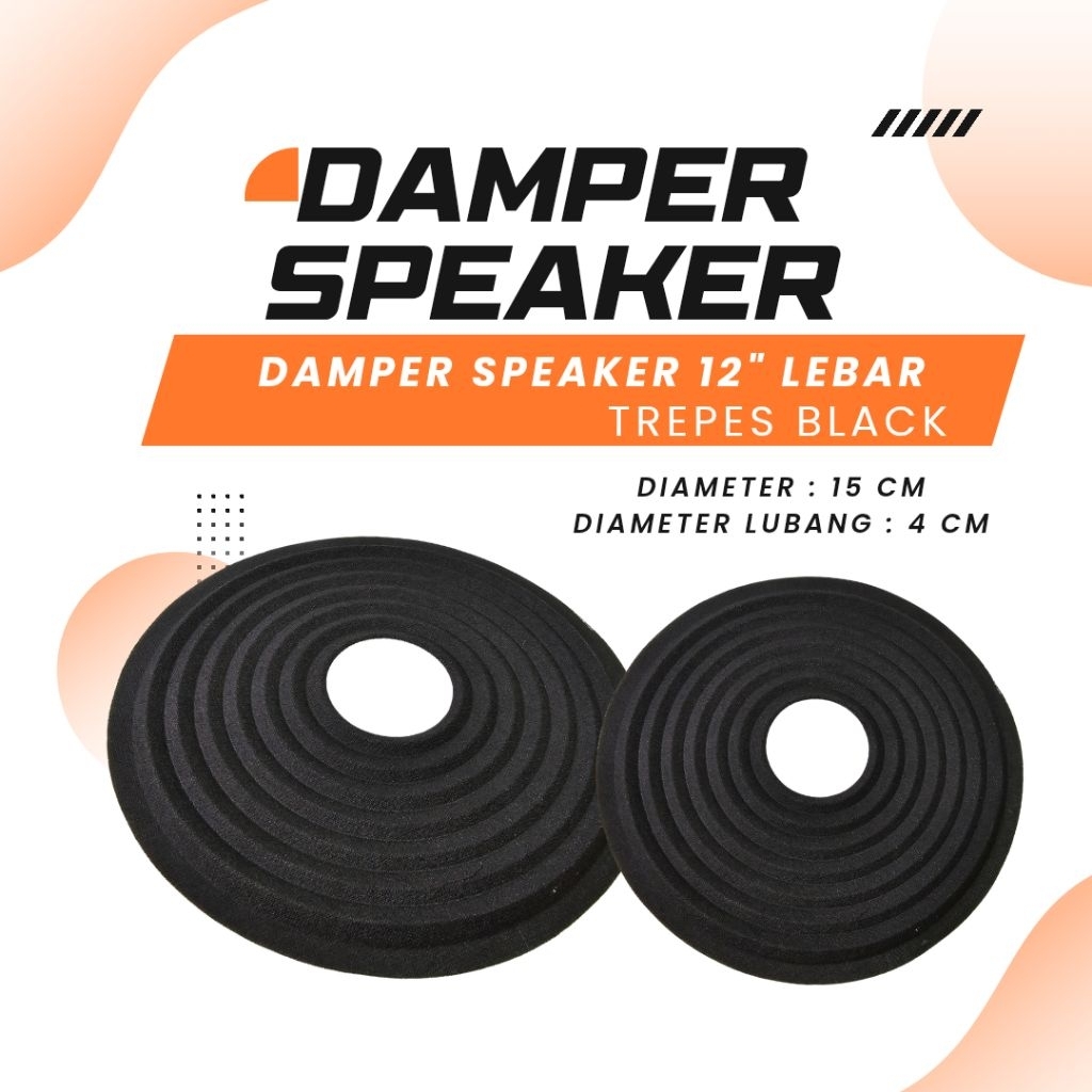 Surya Agung Damper Speaker 12inch black lebar TREPES dumper demper diameter luar 15cm lubang 4cm bis