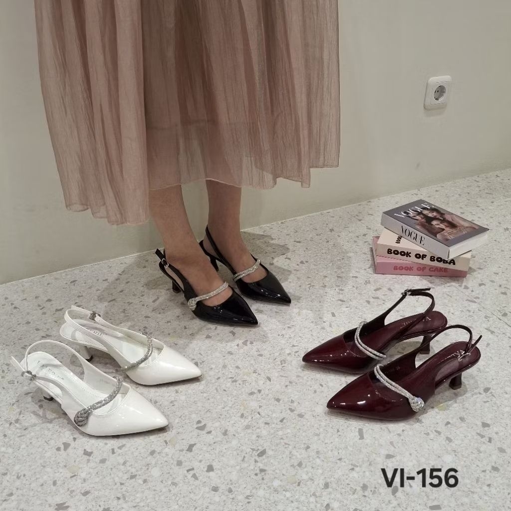 valerie sepatu heels tali belakang 7cm glossy