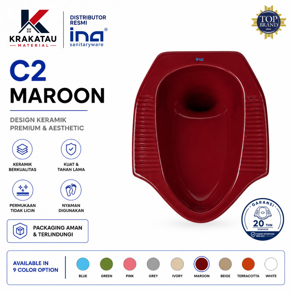 Wc Jongkok Ina | Wc Duduk | Distributor Resmi Ina | C2 Maroon - Krakatau Material