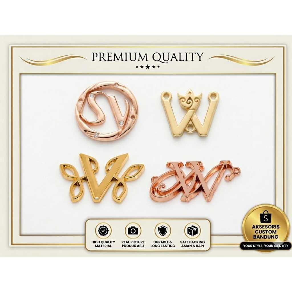 Custom Label Plat Hijab Bahan Alloy Premium