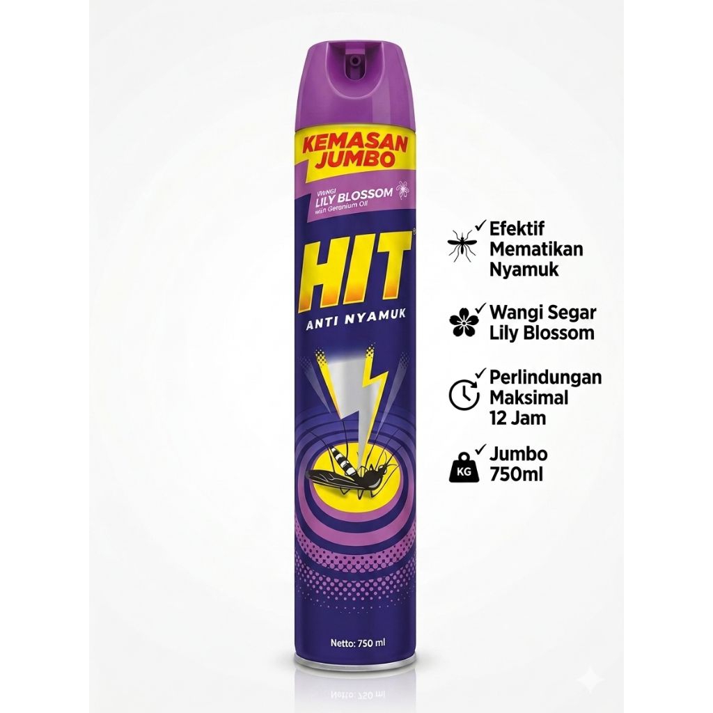HIT Semprot Anti Nyamuk Lily Blossom 750ml Kemasan Jumbo Obat Nyamuk Spray Original Ready Stock