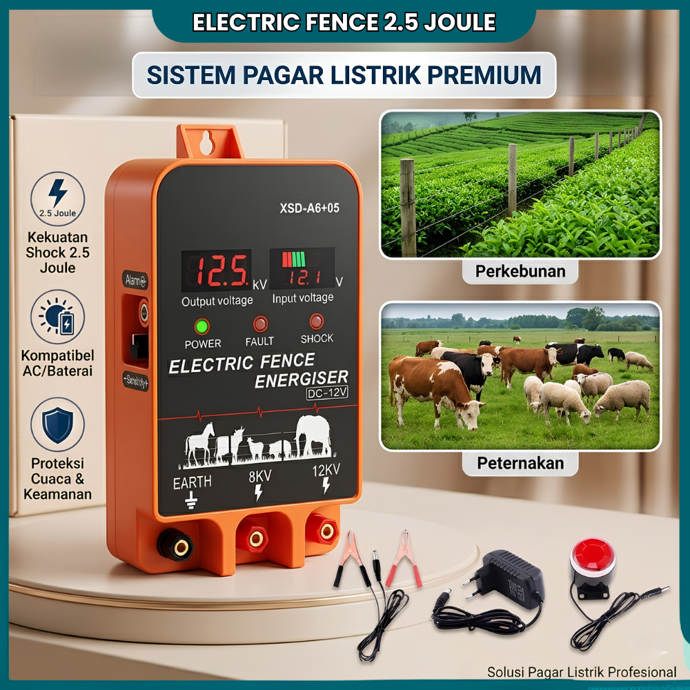 Electric Fence Energizer Pagar Listrik 1 Joule 2.5 Joule Alat Kejut Pengaman Lahan Pertanian Kebun S