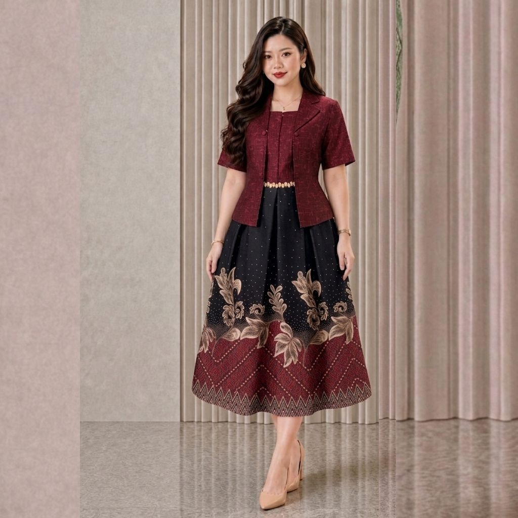 Set Blazer Dan Dress Batik - Set Batik - Dress Batik