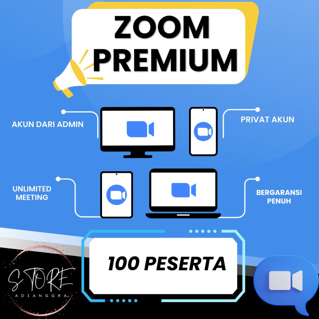 Zoom Premium 100 Peserta Unlimited Meeting Full Garansi
