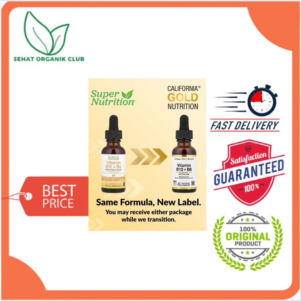 Super Nutrition California Gold Nutrition Vitamin B12 as Cyanocobalamin with Vitamin B6 and Folic Ac