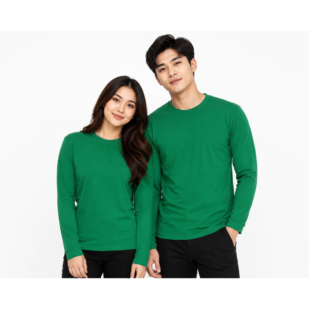 Kaos polos lengan panjang soft katun combed 30s warna Hijau fuji - kaos lengan panjang polos Hijau F