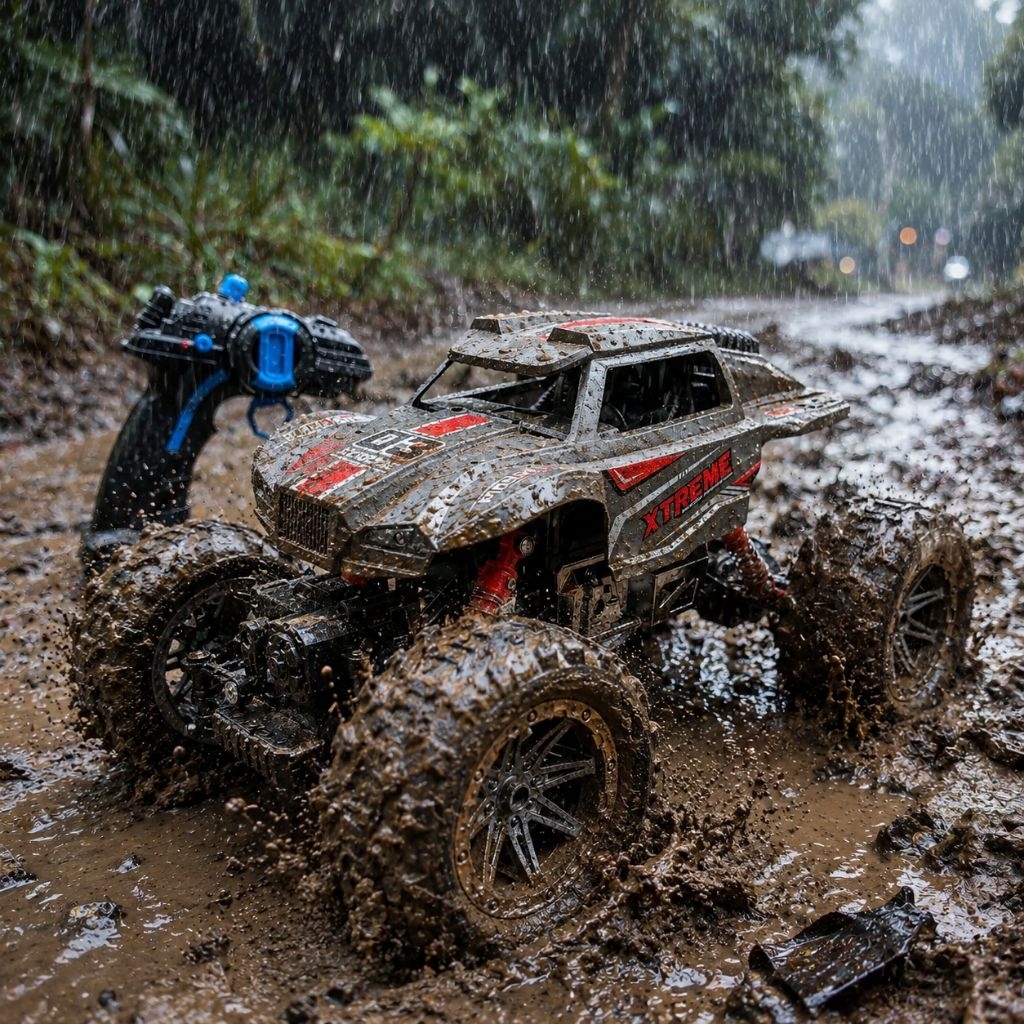 Mobil Rc Offroad 4x4 Waterproof 1:14 Tahan air Lampu LED 2.4 GHz jarak jauh 40 meter