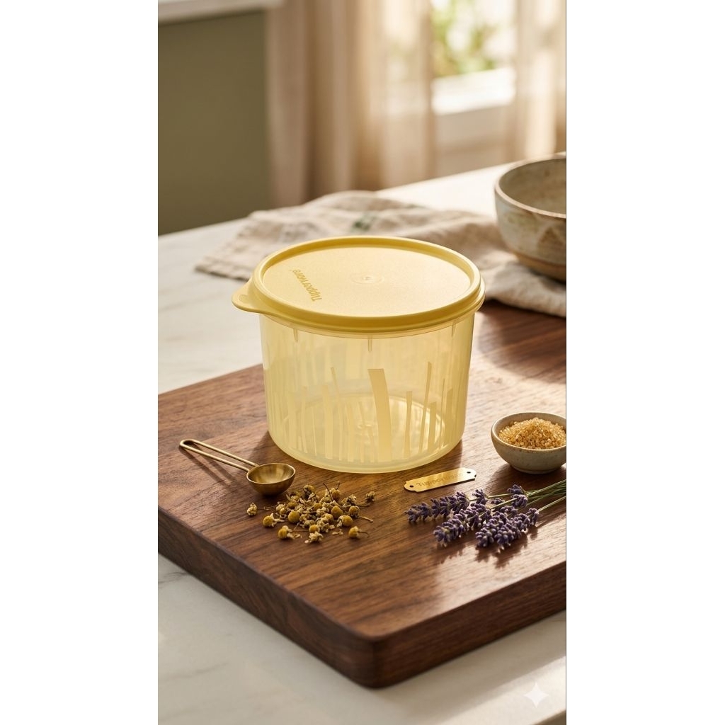 Tupperware Textured Canister – Tutup Kuning - 1,7L - toples kerupuk tupperware new