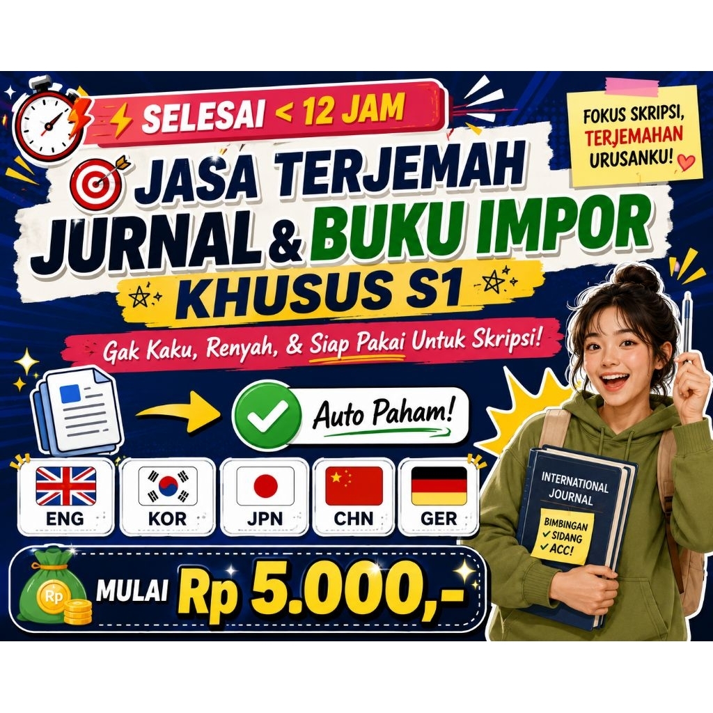 Jasa Translate terjemahan Jurnal Internasional/ Buku Impor S1 Kedokteran Teknik, untuk Tesis dan Skr