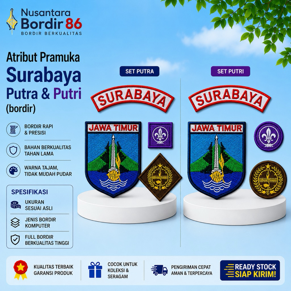 Atribut Badge Pramuka Surabaya Jawa Timur (bordir)