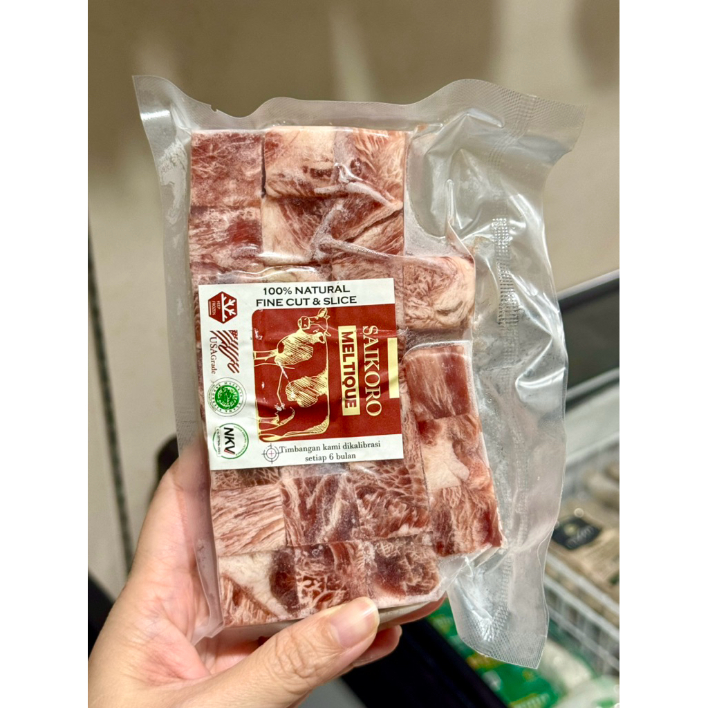 AJ Daging Sapi Saikoro Beef 250gr Wagyu Cube Meltique Halal Ready Stok festive Frozen Food Semarang